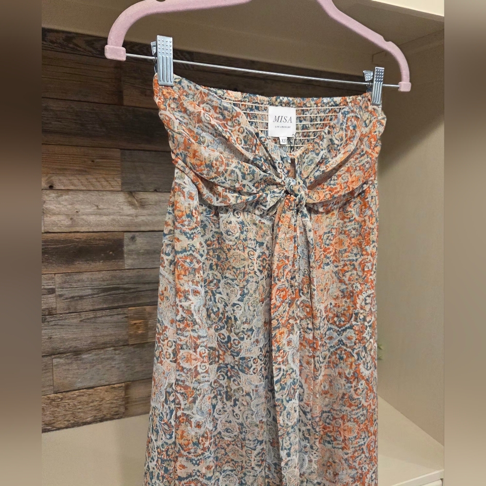 Misa Los Angeles Emine Tie-Front Maxi Dress- In Green & Orange - Picture 7 of 15
